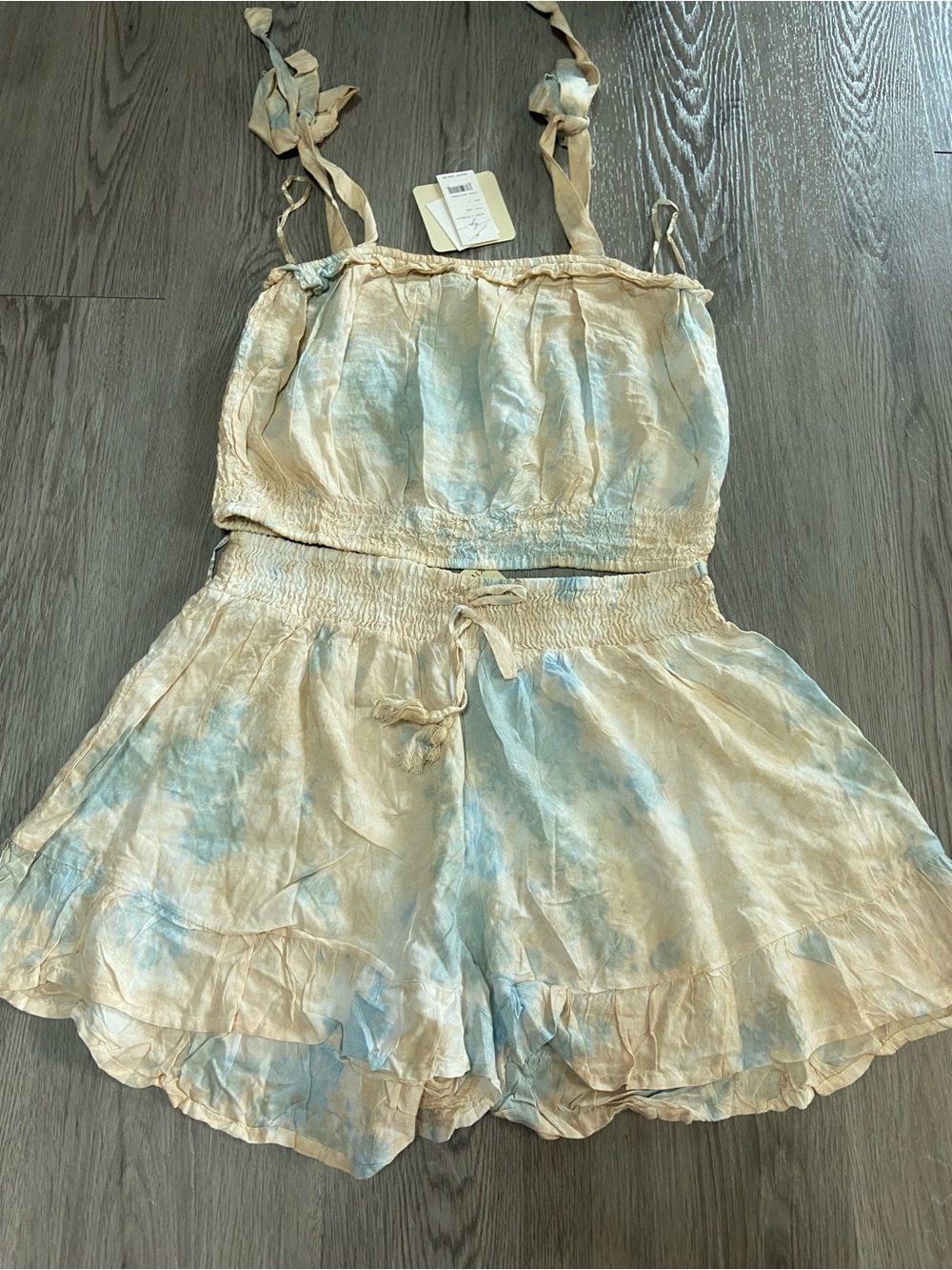 Tie-Dye Cream & Light Blue 2 Piece Set